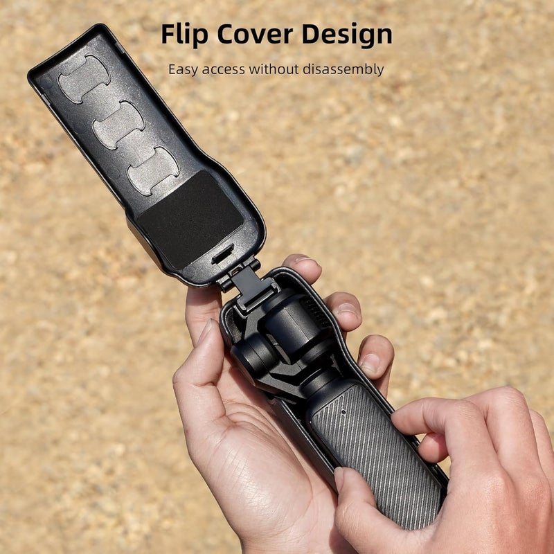 BRDRC Pocket 3 Cover Case Accessories, Gimbal Flip Protective Cover Lens Protector Cap Holds 3 Filters for DJI Osmo Pocket 3 Creator Combo (Pink) - Image 3